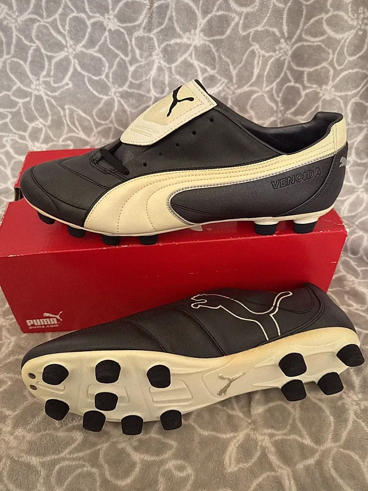 Vintage PUMA Vencida II i FG Soccer Cleats Black White Size 11.5 Men Rare 2007
