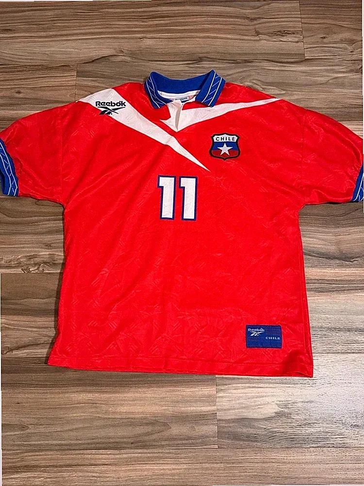 Vintage Reebok 1998 Chile National Team Marcelo Salas Soccer Jersey Size Mens L