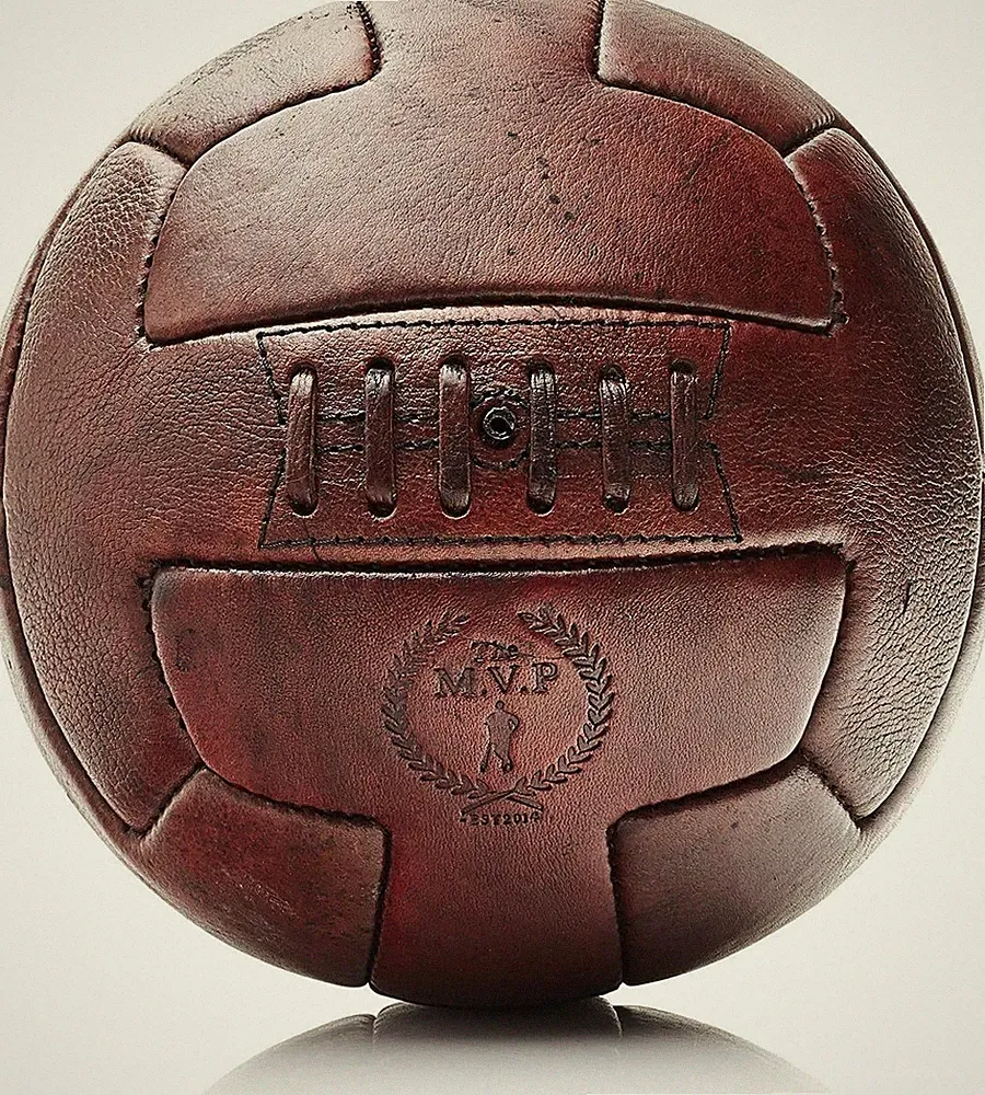 Vintage Retro Brown Leather T Soccer Ball - Modest Heritage Design