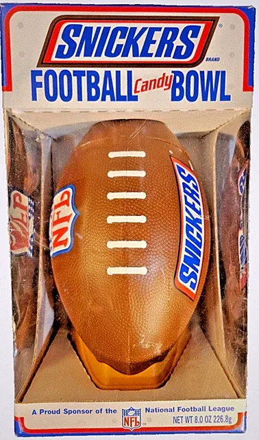 Vintage Snickers Plastic Football Secret Candy Bowl & Tee. In Original Packaging