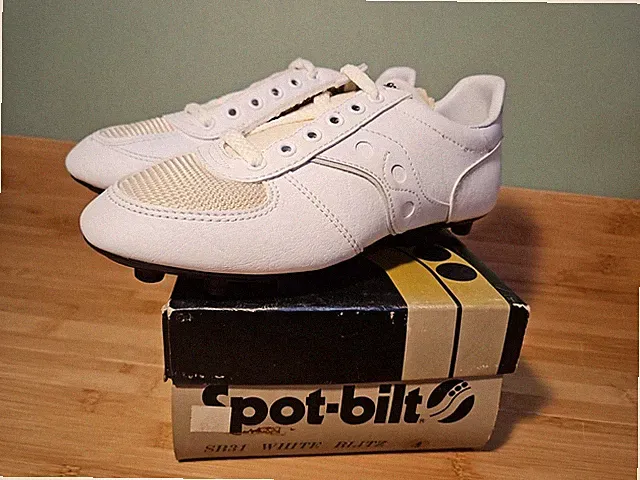 Vintage Spot- bilt Cleats Shoes Youth Size 3.5y NOS NIB SB31 White BLITZ