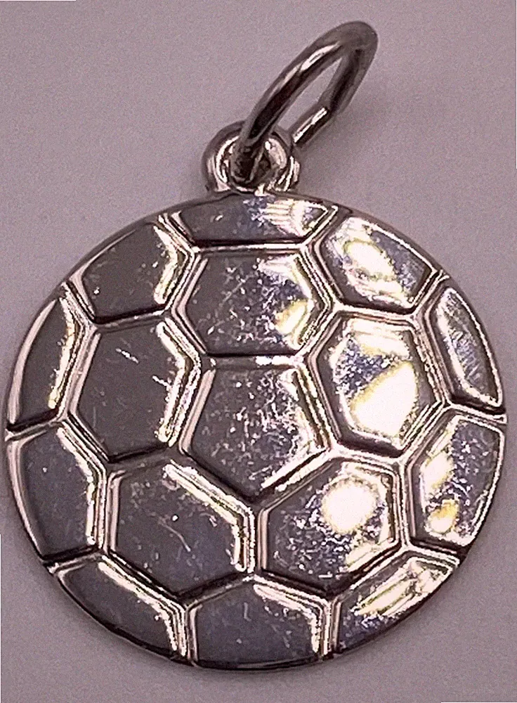 Vintage Sterling Silver Flat 2D Soccer Ball Charm/Pendant 1.3g 3/4”