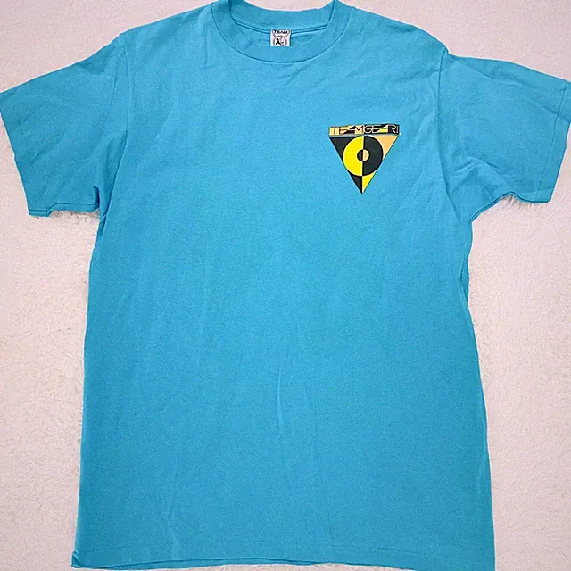 VINTAGE Team Gear Soccer Shirt Large (S-Med 40") Blue Single Stitch USA Cotton