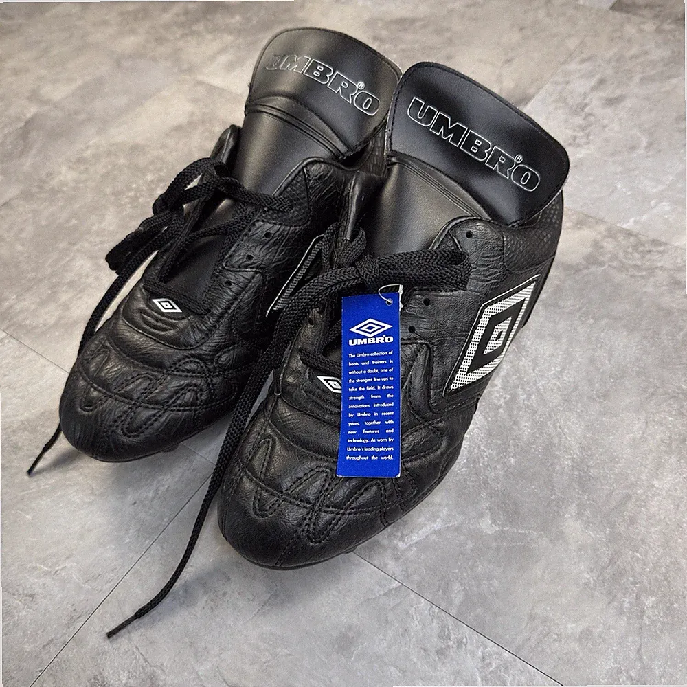 Vintage Umbro Soccer Cleats Men's Size 12 Black Leather Football Boots NWT