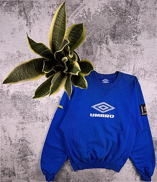 Vintage Umbro Sportswear Soccer 90S Pro Training Hoodie Blue Sweatshirt Pullover