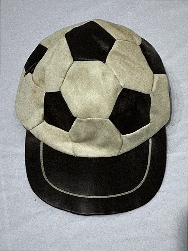 Vintage Youth Soccer Ball Cap Hat Novelty Football Sports Costume Black White
