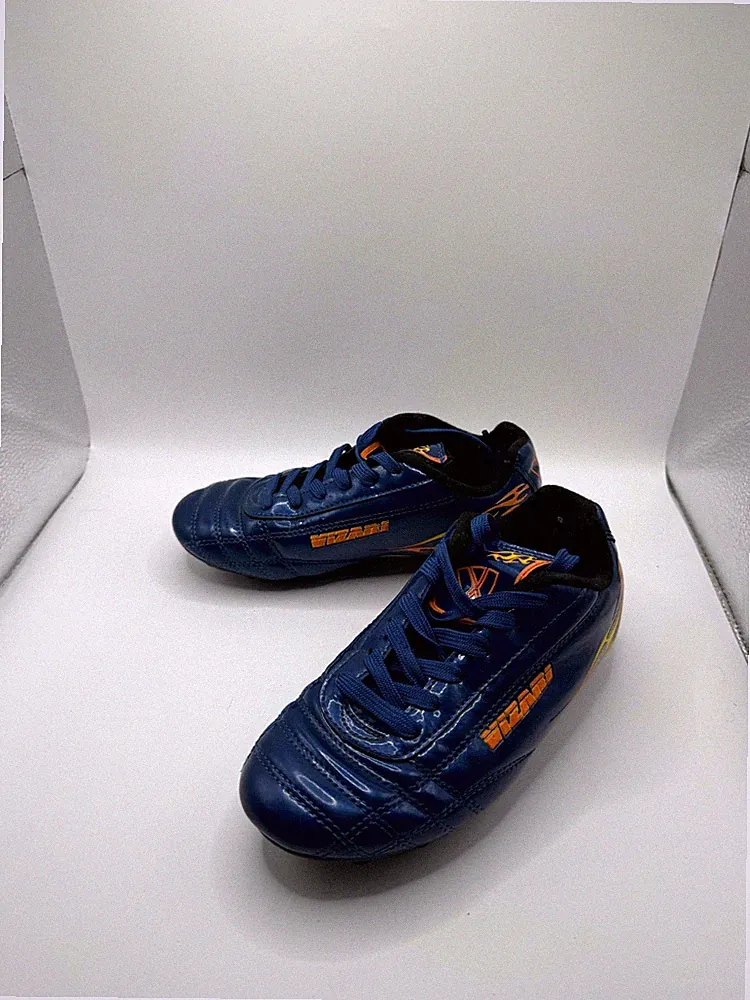 Vizari Blaze Firm Ground Kids 12.5 Blue Orange Leather Lace Up Soccer Cleats
