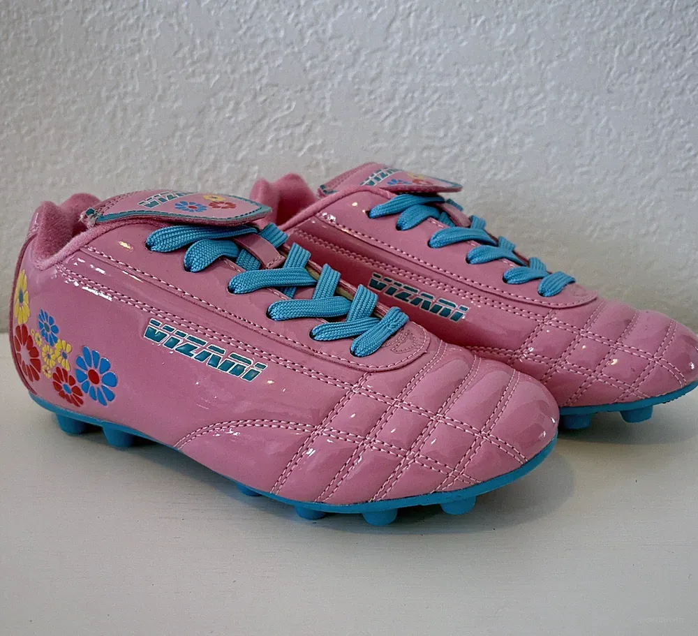 Vizari Blossom FG Girls Soccer Cleats Pink Blue Floral Size 13.5C