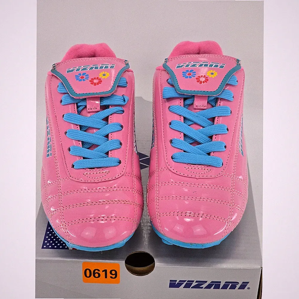 Vizari Blossom Soccer Cleats Girls Size 2Y Pink Floral Athletic Shoes - VG