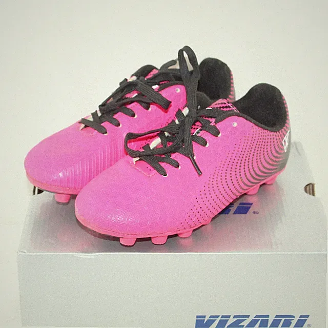 VIZARI girls lace up pink/black faux leather upper cleats shoe size 1 Med
