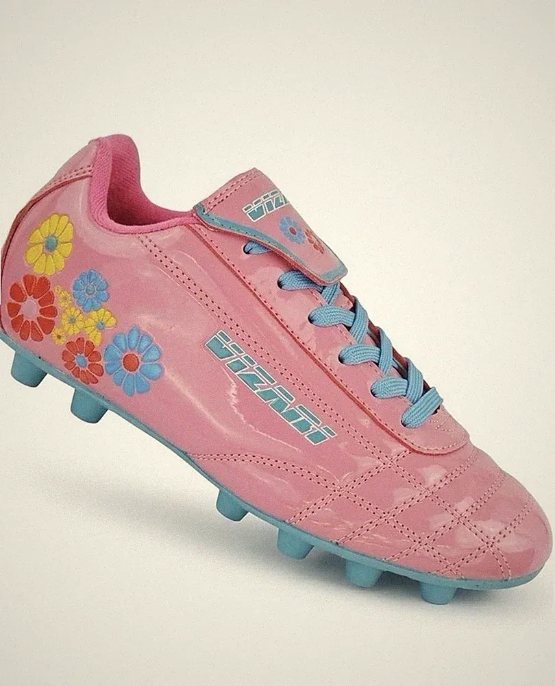 Vizari Girls Pink Floral Soccer Cleats Firm Ground Athletic Shoes Sz 2Y - No Box