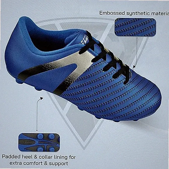 Vizari Impact Firm Ground Soccer Cleats for Kids, Size-Junior-3.5, Blue/Silver
