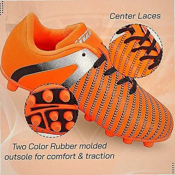 Vizari Impact Ground Soccer Cleats for Kids, Youth-13, Orange, VZSE93361Y-13
