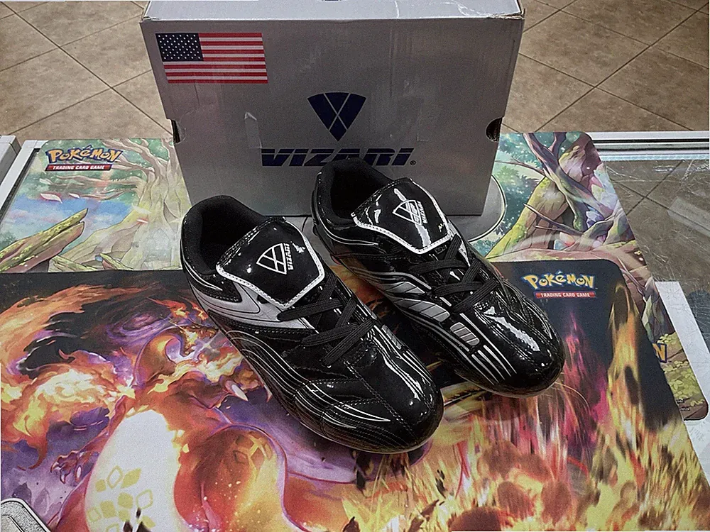 Vizari Infinity Firm Ground Soccer Cleats, Size 5.5, Black/Silver