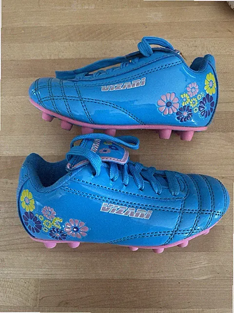 Vizari Soccer Cleats Blossom Toddler Size 8 1/2 Blue Flowers