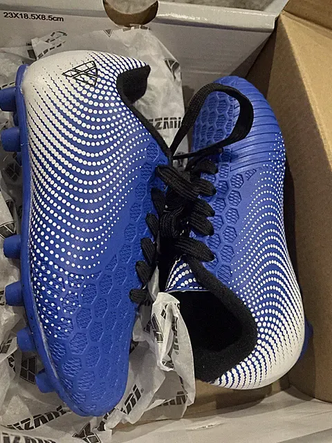 Vizari Stealth FG Boys Size 9.5C Blue White Round Toe Lace Up Soccer Cleats