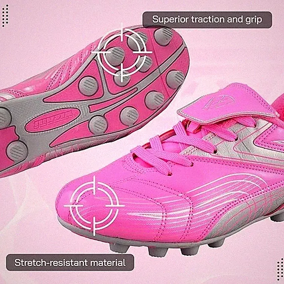 Vizari Striker Firm Ground Soccer Cleats, Junior-6, Pink/Silver, VZSE90010J-6