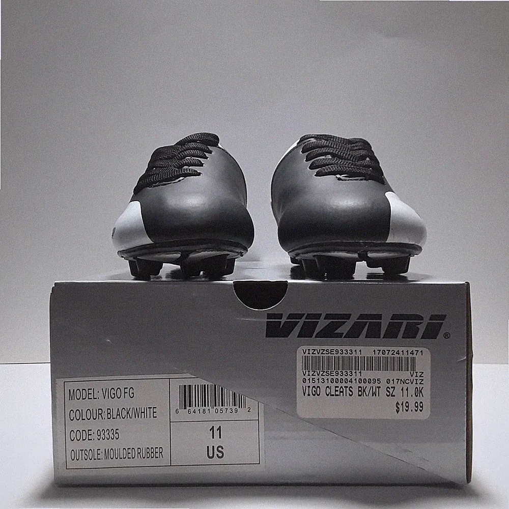 Vizari Vigo Soccer Cleats Futbol Shoes Kids Youth 11 Black White New In Box