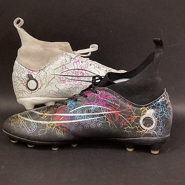 Vizari Zodiac Firm Ground Mid Cleat Sz 8 Black/White Metallic Colorful Lightning