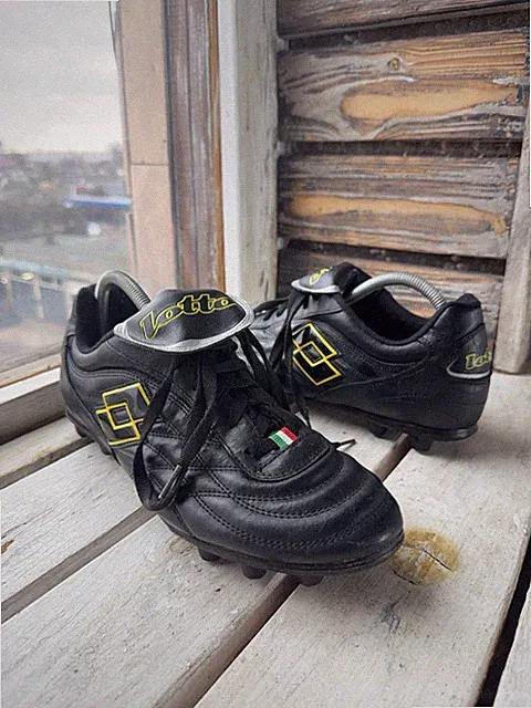 Vntg Lotto Stadio 4000 FG Soccer Cleats Black Yellow Italy US11 UK10 EU44 CM28,5