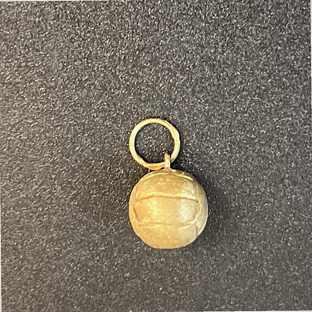 Vtg 14K Yellow Gold Soccer Ball Volleyball Charm Pendant .43g Delicate Sports