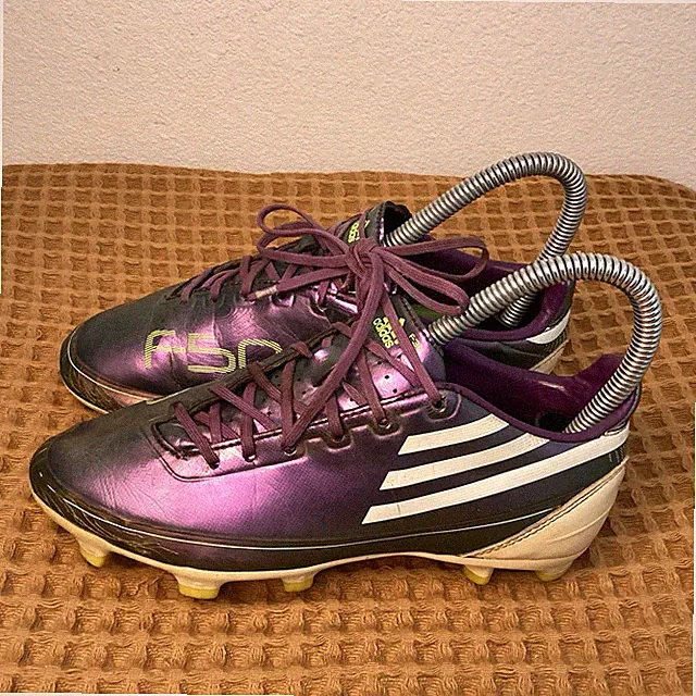 VTG Adidas FS F50 ADIZERO Kids Sz 2 Purple White soccer shoes Cleats