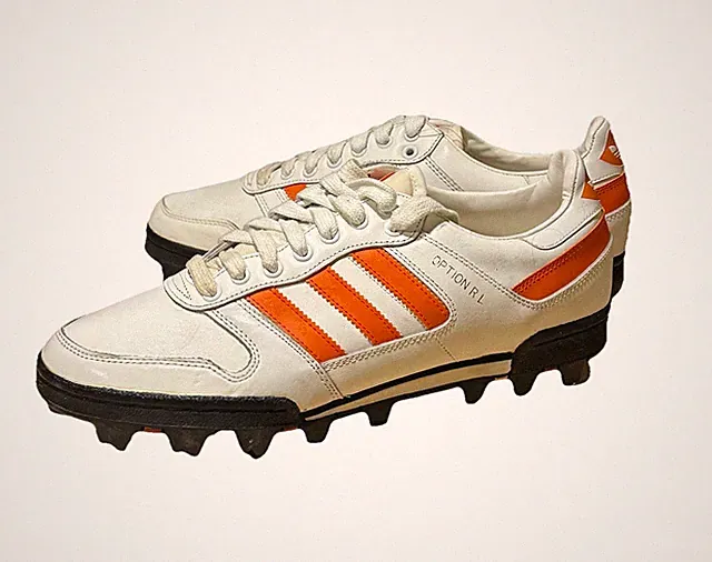 Vtg Adidas Option RL 1988 White Orange Leather Cleats Made in Taiwan Men's 11