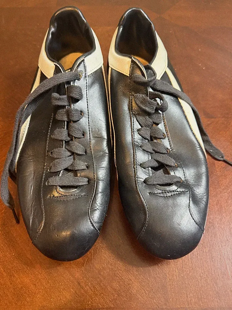 VTG ARCO Soccer Cleats Made in Brazil Black White Leather Football Shoes