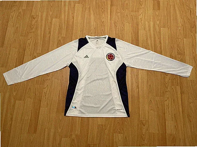 Vtg Colombia Jersey Football Soccer Home Field Long Sleeve White Sz XXL Adidas