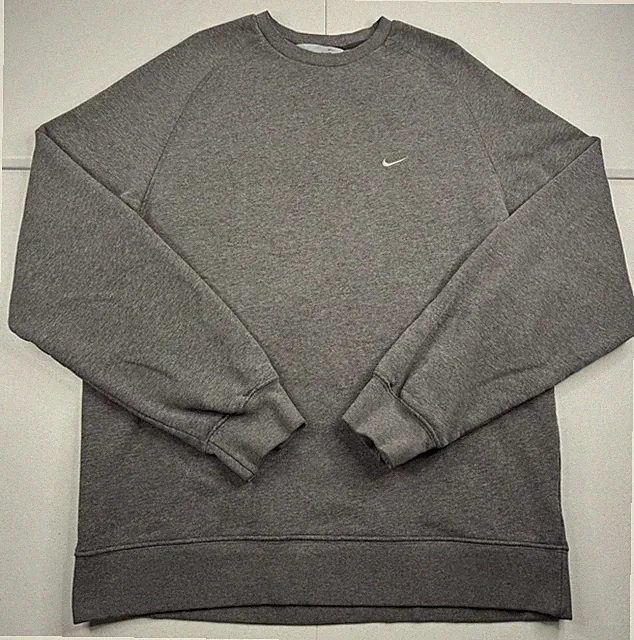 Vtg Nike Crewneck Sweatshirt Gray Essential Pullover Streetwear Swoosh Y2K XL