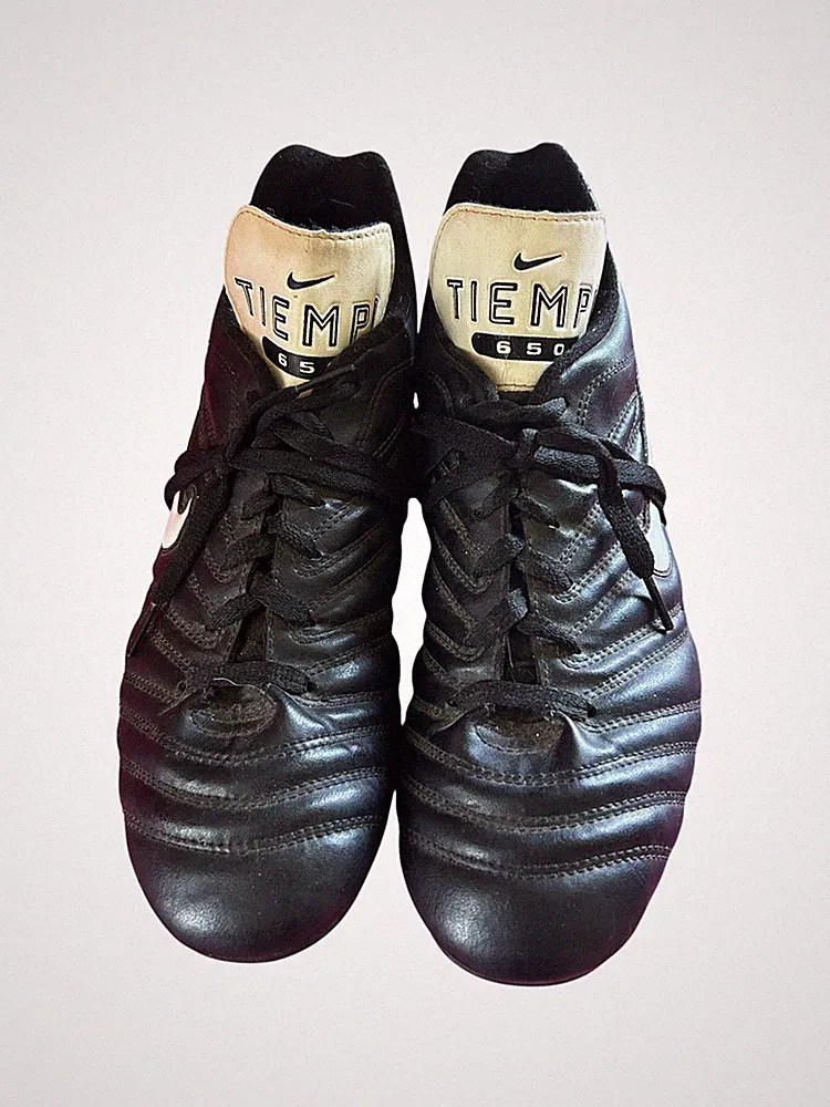 VTG Nike Tiempo 650 FG Soccer Cleats Men 10.5 Black Leather Firm Ground 991101