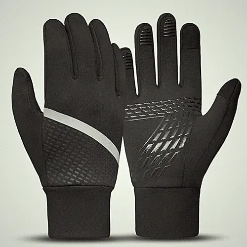 Warm Kids Winter Gloves - Anti-Slip Gloves for Cold Weather with Large Black