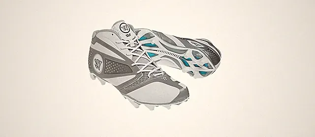 WARRIOR Lacrosse Burn 7.0 Mid Cleat, White, Size 12