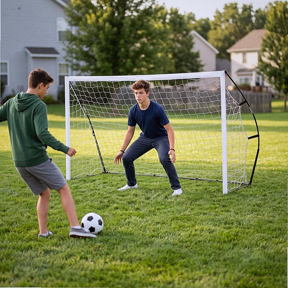 Weatherproof Portable Soccer Goal 8x5FT Steel Frame Backyard Football Net