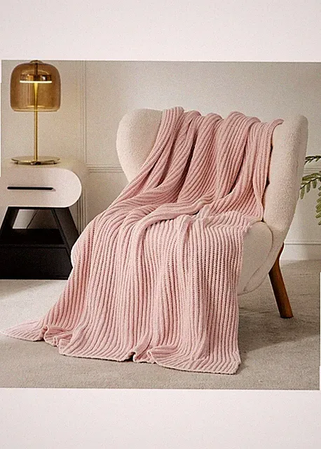 WESHIONGOO Throw Blanket for Couch Soft Knit 50x60. light pink