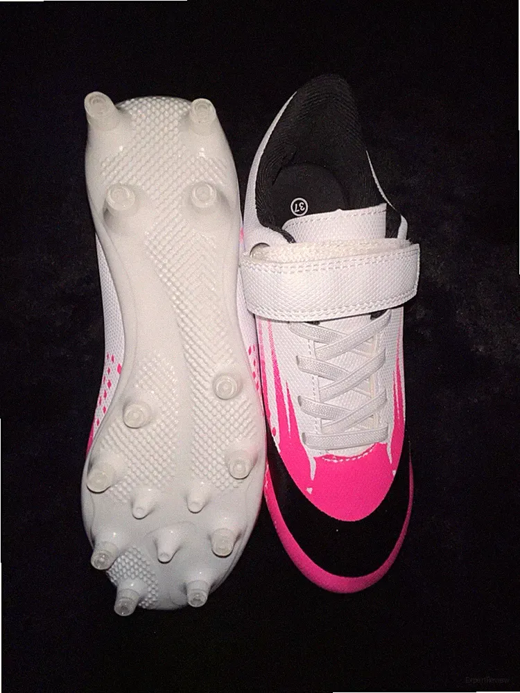 White And Pink Soccer Cleats ,with Strap For Kids, Size EU37,brand New No Box
