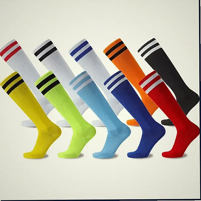 White Black Stripes Football Soccer Socks For Men Teenages Kids Boys Over