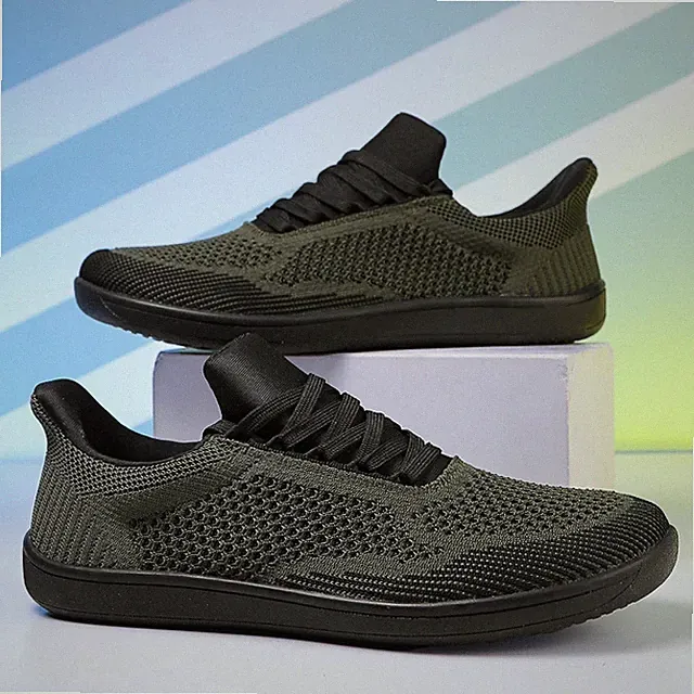 Wide Toe Men Mesh Barefoot Shoes Soft Sole Knitted Flat Walking Cycling Sneakers