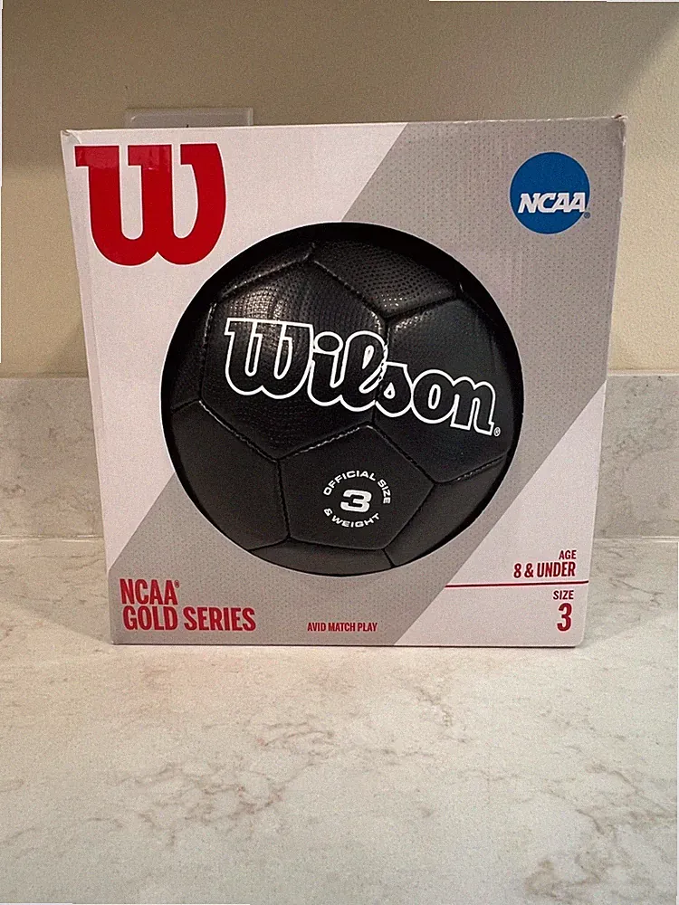 Wilson NCAA Gold Series Soccer Ball Size 3 Avid Match Play Black New In Box