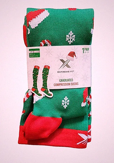 Winter Holiday Christmas Candy Cane Compression Socks Unisex Extreme Fit