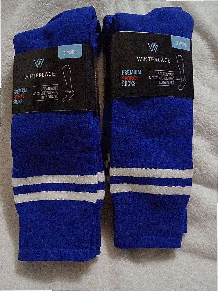 Winter Lace 6 Pair Premium Blue Soccer Socks Youth Size Small New