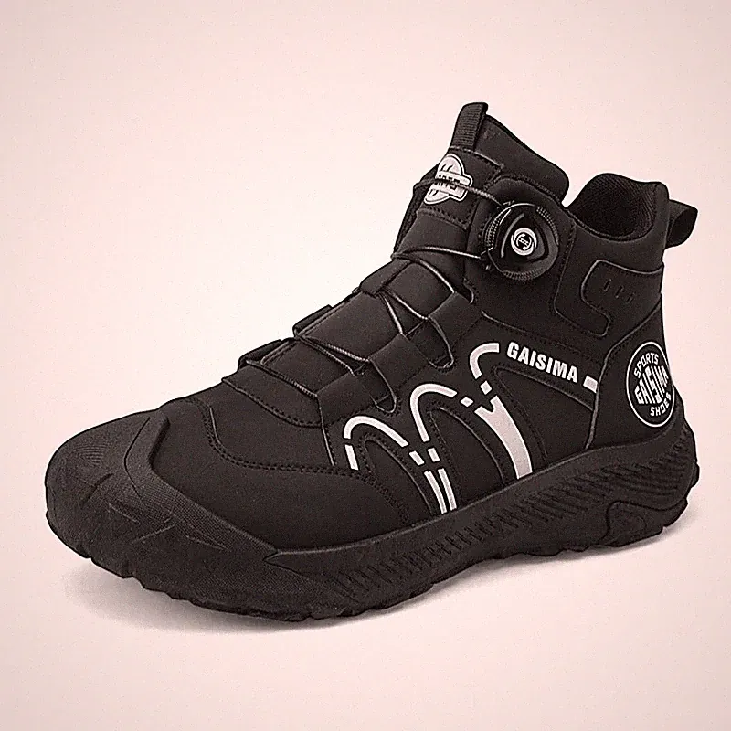 Winter Men's Street Knob Design Motorcycle Boots Outdoor Mountain Hiking Shoes