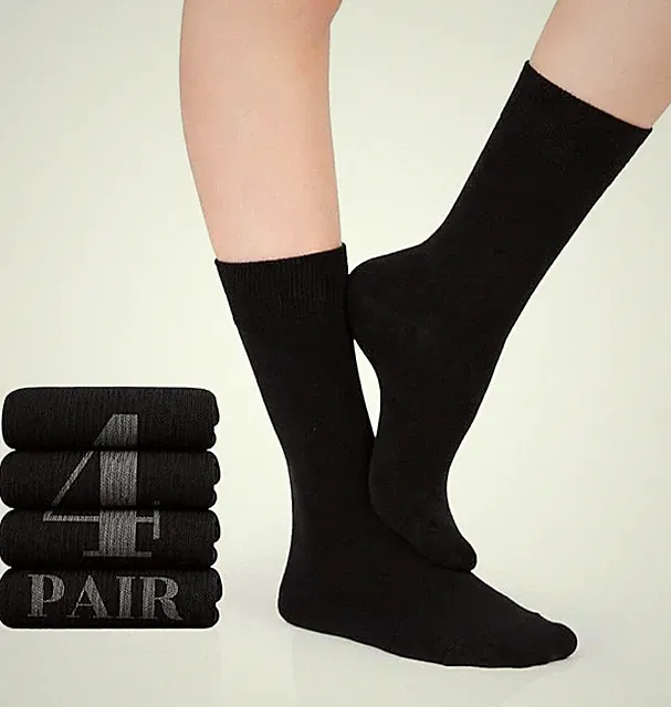 Women Cotton Crew Socks, Plain Color, Regular Soft Casual, 4 Pairs by Hugh Ugoli