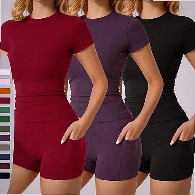 Women’s 2 Piece Workout Set with pocket Activewear Matching Pilates Yoga Outfits