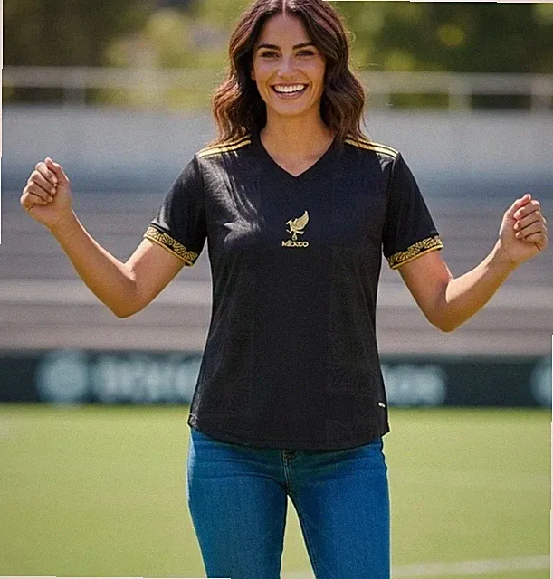 Women's Mexico De Oro Soccer Jersey Black Gold Size Medium