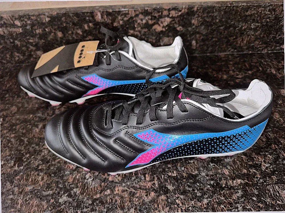 Women Size 8 Diadora Brasil Elite GR LT LP12 Soccer Cleats Black Pink Blue $105