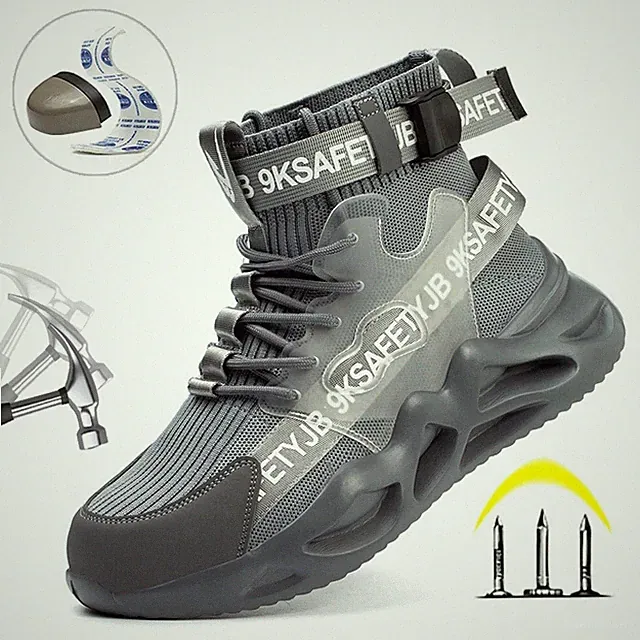 Work Boots Indestructible Safety Shoes Men Steel Toe Puncture-Proof Sneakers