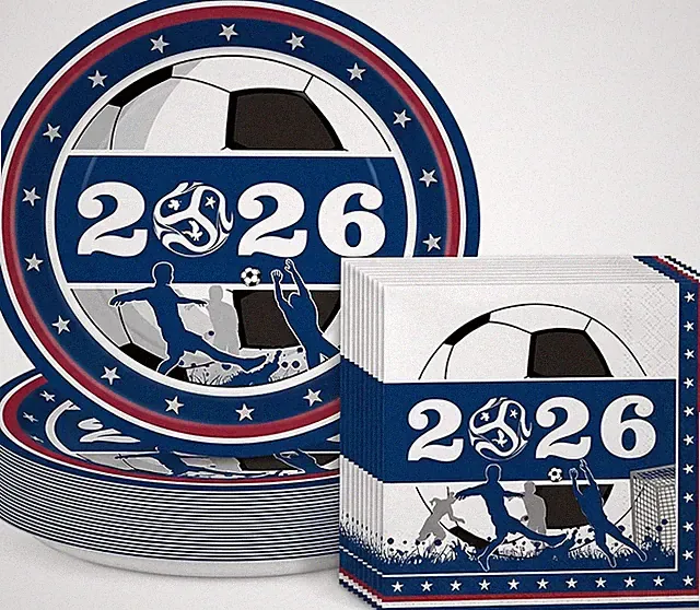 World Cup 2026 Soccer Party Decorations - 50Pcs Disposable Paper Plates and Napk