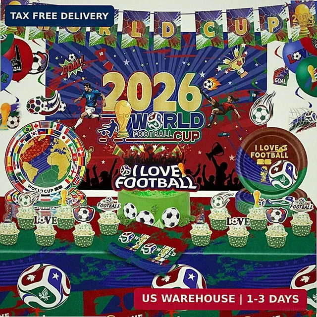 World Cup Decorations 2026 Soccer Party - Includes Background Cloth, Tablecloth