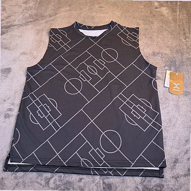 Xersion Black Mesh Graphic Tank Top Soccer Field Print Youth Large 14/16 NWT